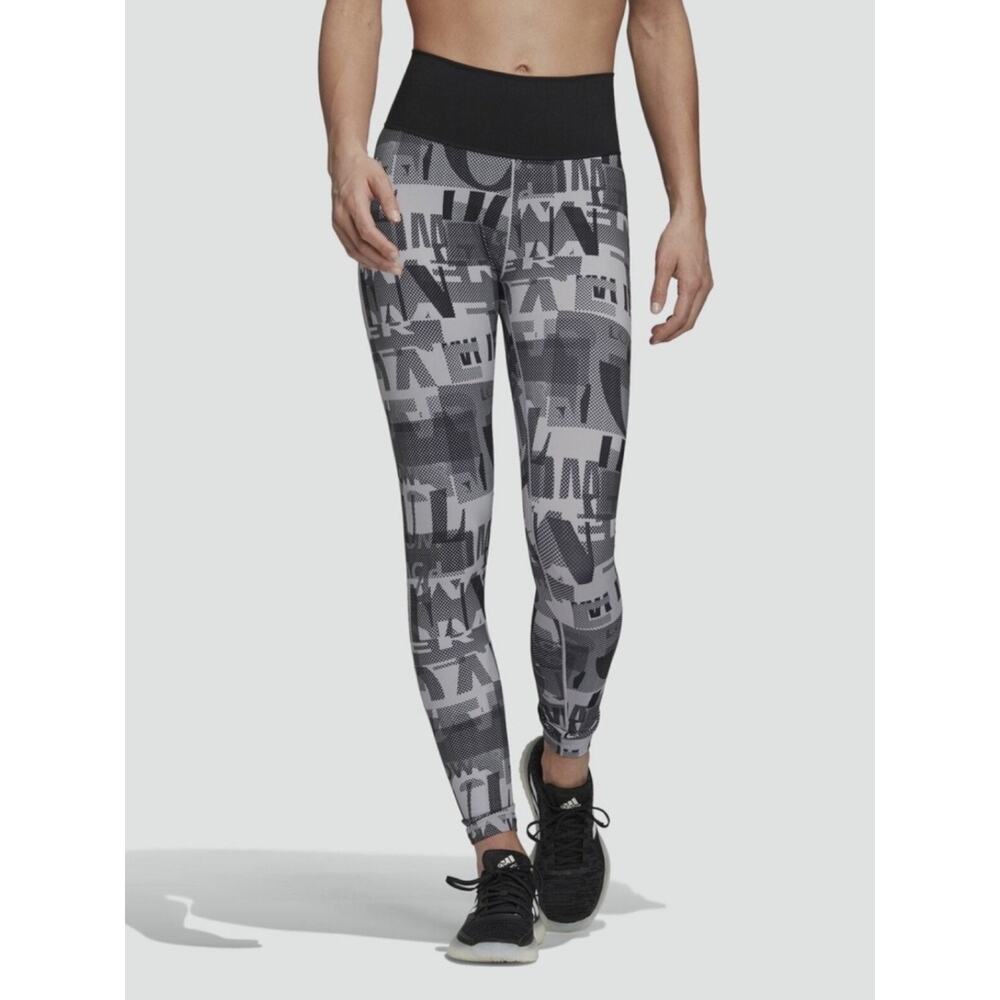Adidas BT Aeroready Compression Tights Full Length Leggings Size S, Gray/Black